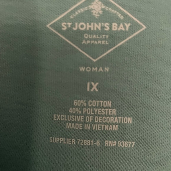 St Johns Bay Teal V-Neck Top Size 1X - Picture 3 of 3